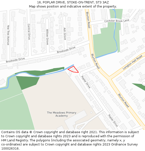 16, POPLAR DRIVE, STOKE-ON-TRENT, ST3 3AZ: Location map and indicative extent of plot