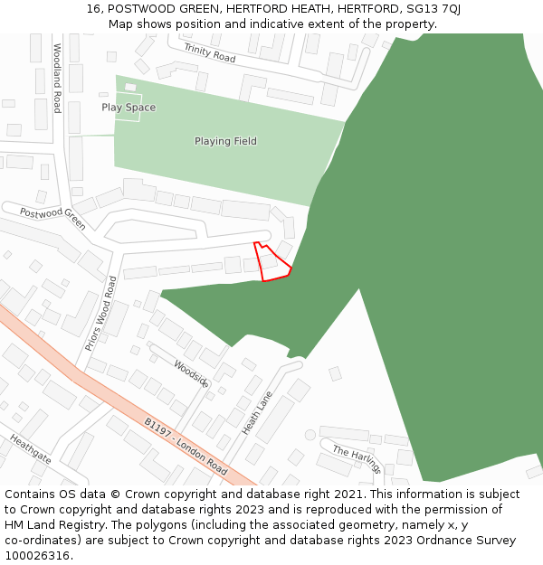 16, POSTWOOD GREEN, HERTFORD HEATH, HERTFORD, SG13 7QJ: Location map and indicative extent of plot