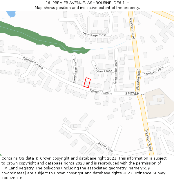 16, PREMIER AVENUE, ASHBOURNE, DE6 1LH: Location map and indicative extent of plot