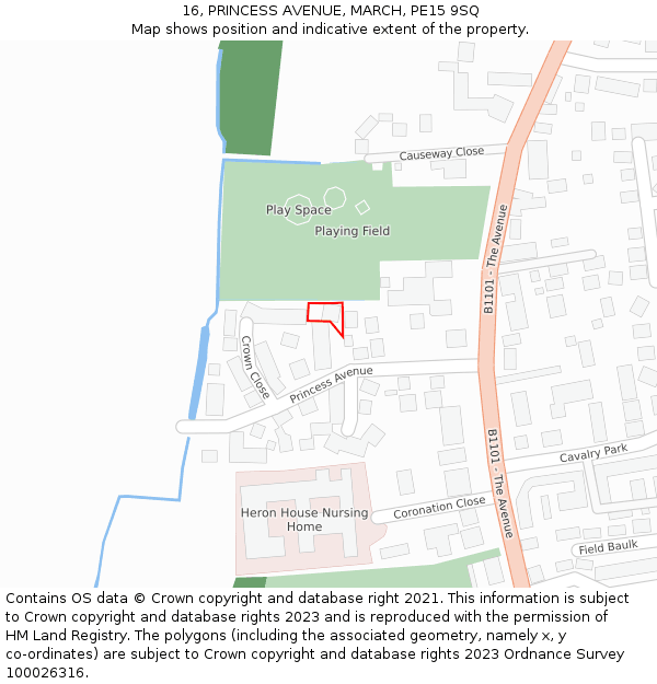 16, PRINCESS AVENUE, MARCH, PE15 9SQ: Location map and indicative extent of plot