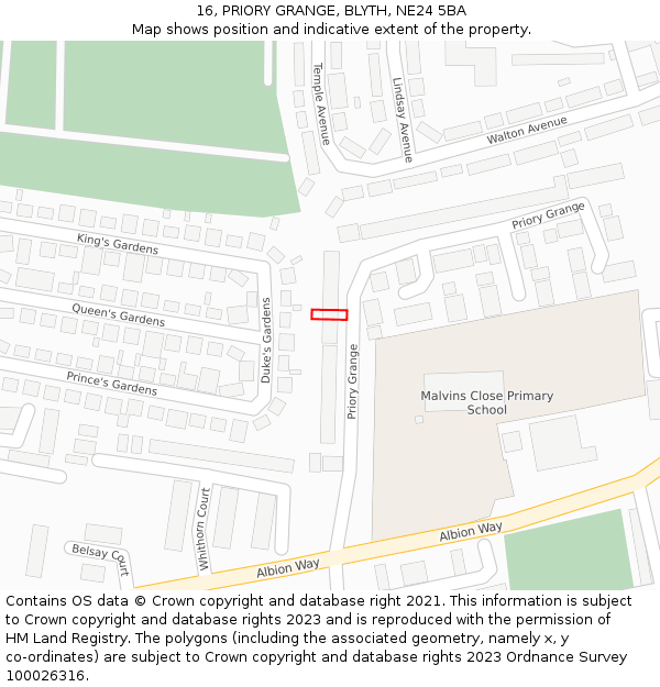 16, PRIORY GRANGE, BLYTH, NE24 5BA: Location map and indicative extent of plot