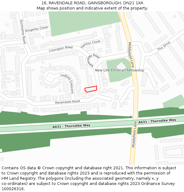 16, RAVENDALE ROAD, GAINSBOROUGH, DN21 1XA: Location map and indicative extent of plot