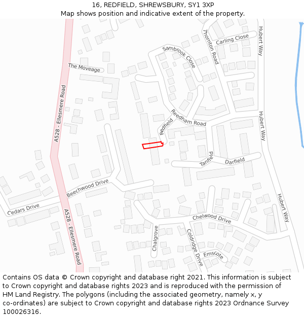 16, REDFIELD, SHREWSBURY, SY1 3XP: Location map and indicative extent of plot