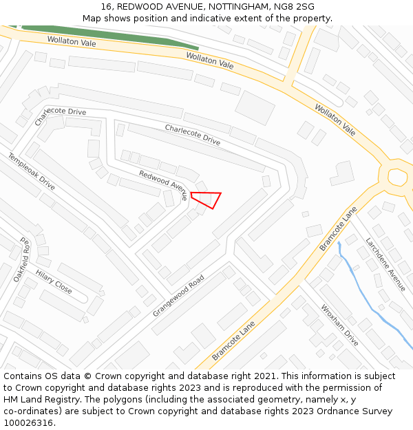 16, REDWOOD AVENUE, NOTTINGHAM, NG8 2SG: Location map and indicative extent of plot