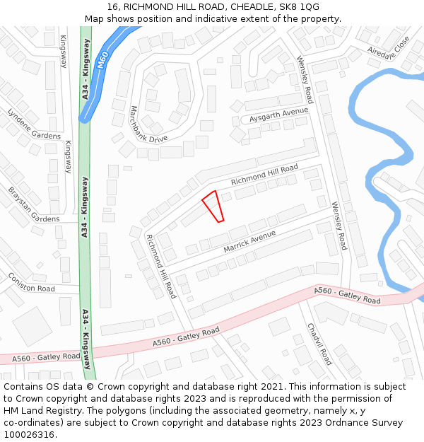 16, RICHMOND HILL ROAD, CHEADLE, SK8 1QG: Location map and indicative extent of plot