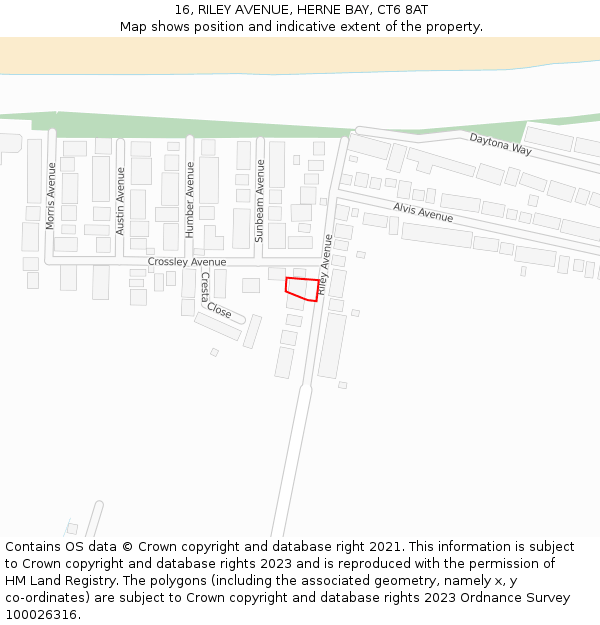 16, RILEY AVENUE, HERNE BAY, CT6 8AT: Location map and indicative extent of plot