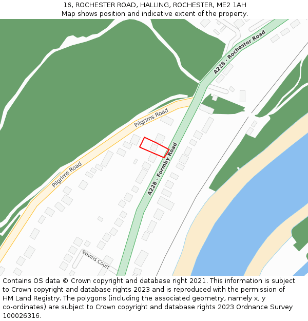 16, ROCHESTER ROAD, HALLING, ROCHESTER, ME2 1AH: Location map and indicative extent of plot