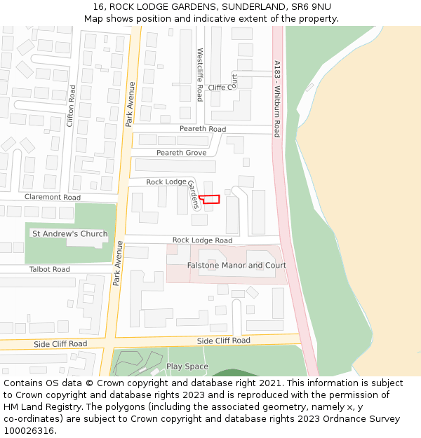 16, ROCK LODGE GARDENS, SUNDERLAND, SR6 9NU: Location map and indicative extent of plot