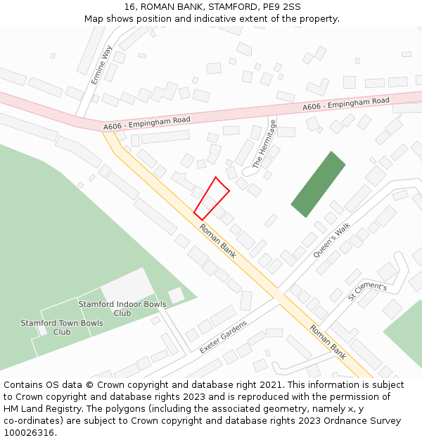 16, ROMAN BANK, STAMFORD, PE9 2SS: Location map and indicative extent of plot