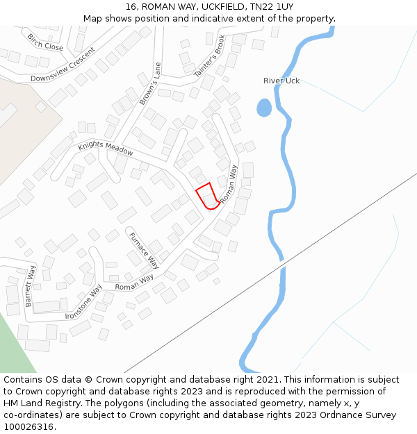 16, ROMAN WAY, UCKFIELD, TN22 1UY: Location map and indicative extent of plot