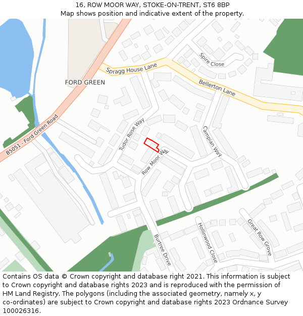 16, ROW MOOR WAY, STOKE-ON-TRENT, ST6 8BP: Location map and indicative extent of plot