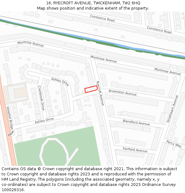 16, RYECROFT AVENUE, TWICKENHAM, TW2 6HQ: Location map and indicative extent of plot