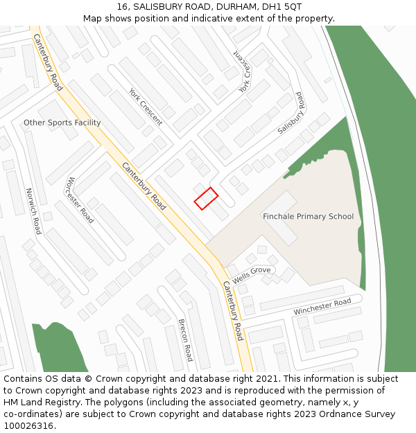 16, SALISBURY ROAD, DURHAM, DH1 5QT: Location map and indicative extent of plot