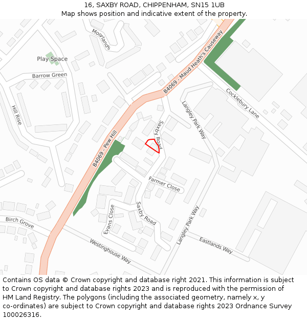 16, SAXBY ROAD, CHIPPENHAM, SN15 1UB: Location map and indicative extent of plot