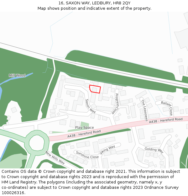 16, SAXON WAY, LEDBURY, HR8 2QY: Location map and indicative extent of plot