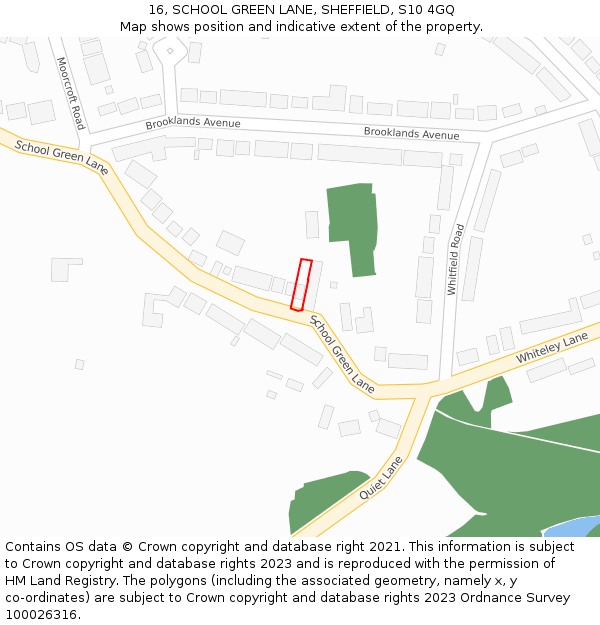 16, SCHOOL GREEN LANE, SHEFFIELD, S10 4GQ: Location map and indicative extent of plot