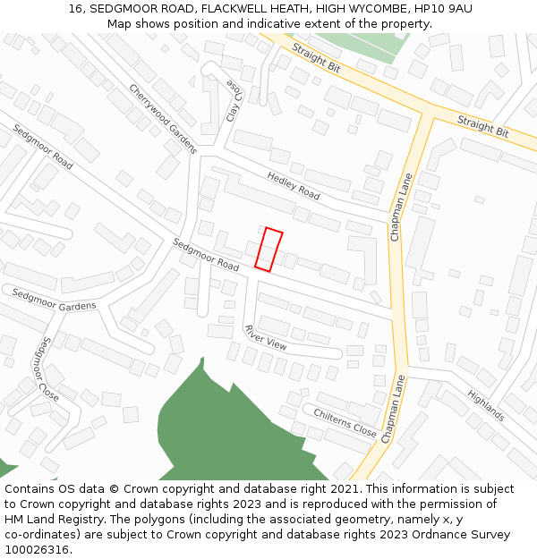 16, SEDGMOOR ROAD, FLACKWELL HEATH, HIGH WYCOMBE, HP10 9AU: Location map and indicative extent of plot