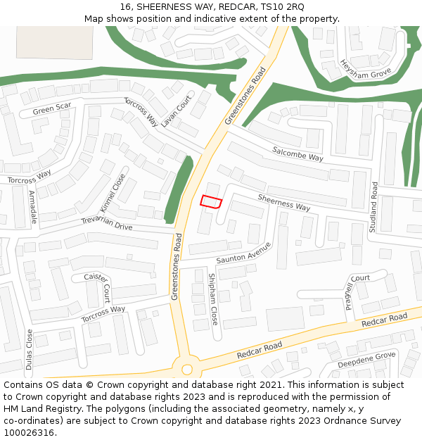 16, SHEERNESS WAY, REDCAR, TS10 2RQ: Location map and indicative extent of plot