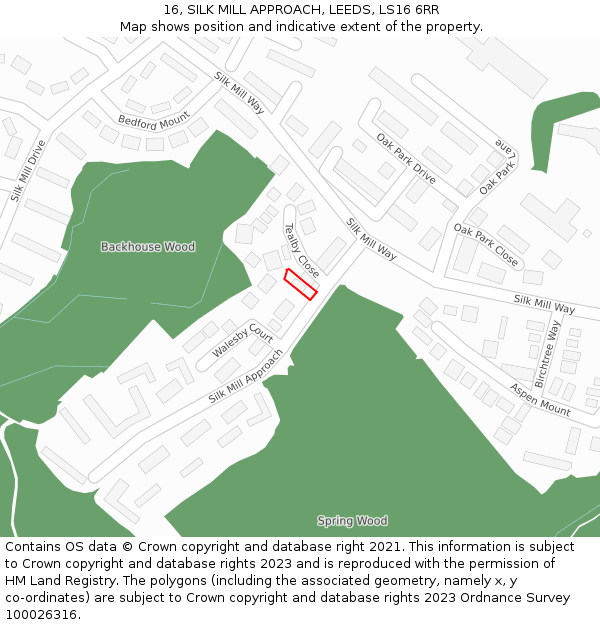 16, SILK MILL APPROACH, LEEDS, LS16 6RR: Location map and indicative extent of plot