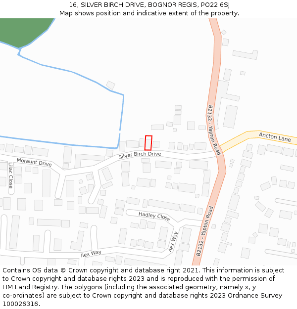 16, SILVER BIRCH DRIVE, BOGNOR REGIS, PO22 6SJ: Location map and indicative extent of plot