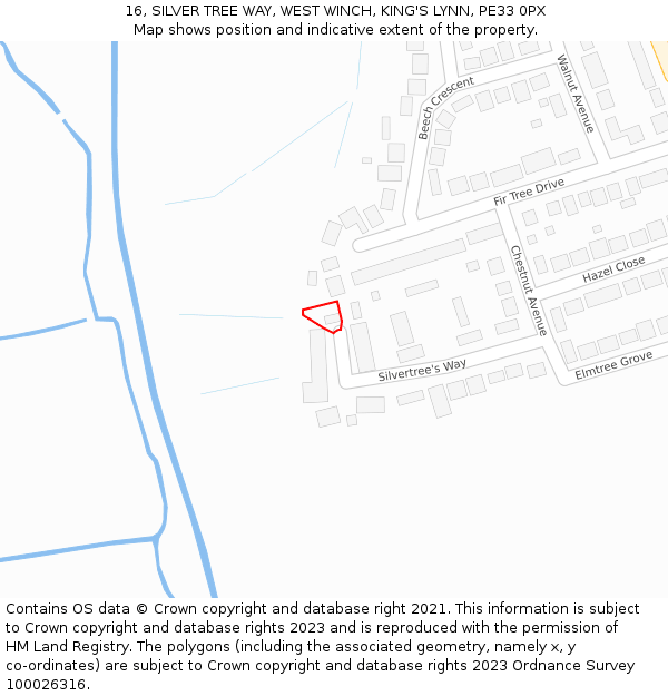 16, SILVER TREE WAY, WEST WINCH, KING'S LYNN, PE33 0PX: Location map and indicative extent of plot