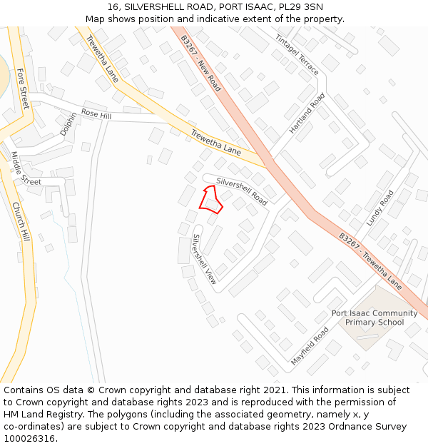 16, SILVERSHELL ROAD, PORT ISAAC, PL29 3SN: Location map and indicative extent of plot