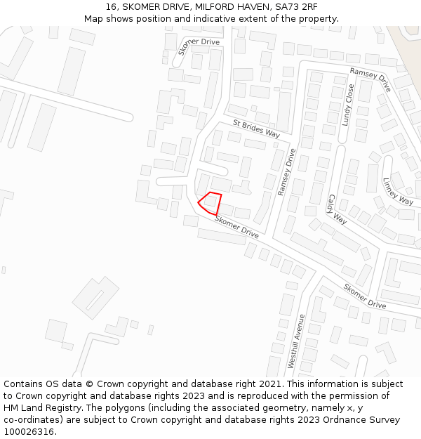 16, SKOMER DRIVE, MILFORD HAVEN, SA73 2RF: Location map and indicative extent of plot