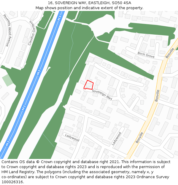 16, SOVEREIGN WAY, EASTLEIGH, SO50 4SA: Location map and indicative extent of plot