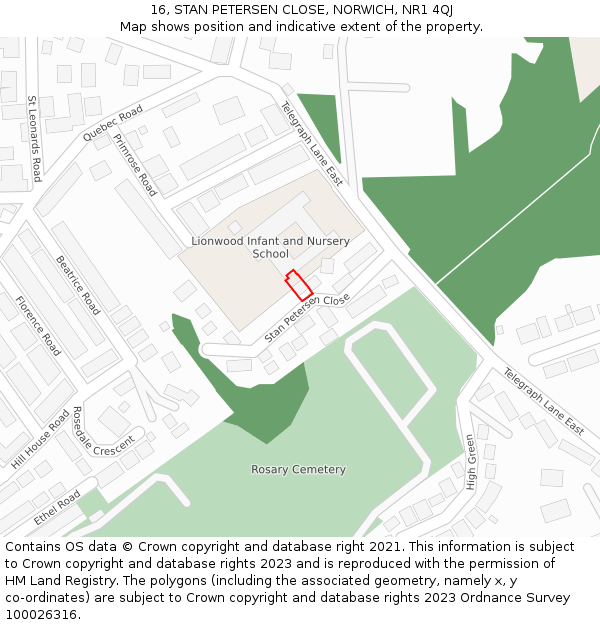 16, STAN PETERSEN CLOSE, NORWICH, NR1 4QJ: Location map and indicative extent of plot