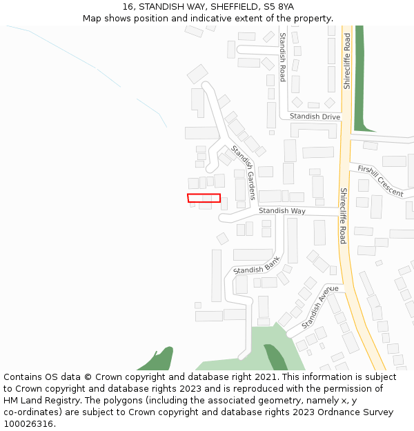 16, STANDISH WAY, SHEFFIELD, S5 8YA: Location map and indicative extent of plot