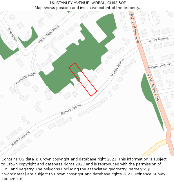 16, STANLEY AVENUE, WIRRAL, CH63 5QF: Location map and indicative extent of plot