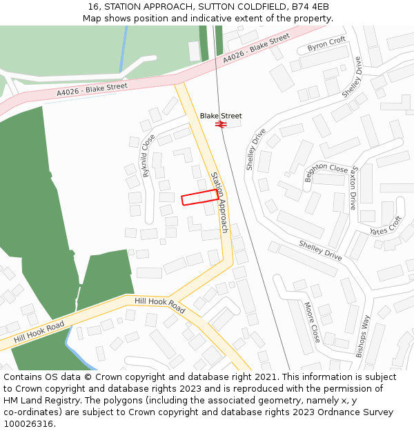 16, STATION APPROACH, SUTTON COLDFIELD, B74 4EB: Location map and indicative extent of plot