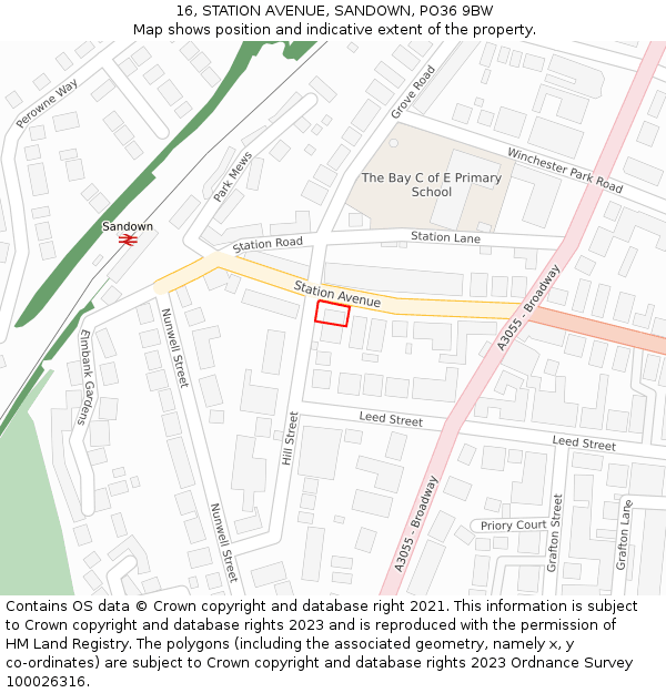 16, STATION AVENUE, SANDOWN, PO36 9BW: Location map and indicative extent of plot