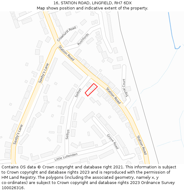 16, STATION ROAD, LINGFIELD, RH7 6DX: Location map and indicative extent of plot