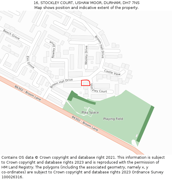 16, STOCKLEY COURT, USHAW MOOR, DURHAM, DH7 7NS: Location map and indicative extent of plot