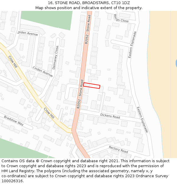 16, STONE ROAD, BROADSTAIRS, CT10 1DZ: Location map and indicative extent of plot