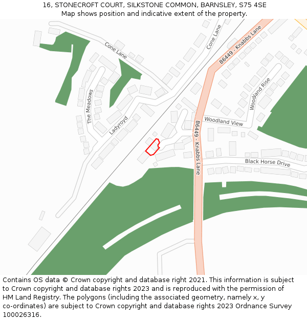 16, STONECROFT COURT, SILKSTONE COMMON, BARNSLEY, S75 4SE: Location map and indicative extent of plot