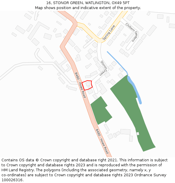 16, STONOR GREEN, WATLINGTON, OX49 5PT: Location map and indicative extent of plot