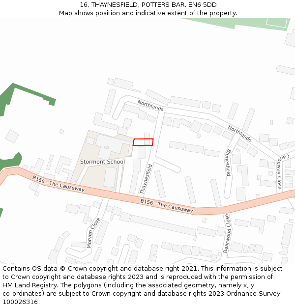 16, THAYNESFIELD, POTTERS BAR, EN6 5DD: Location map and indicative extent of plot