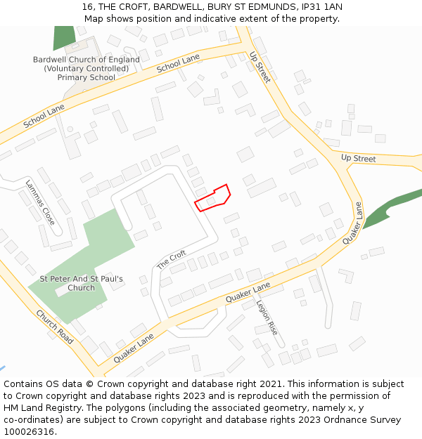 16, THE CROFT, BARDWELL, BURY ST EDMUNDS, IP31 1AN: Location map and indicative extent of plot