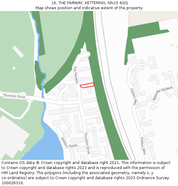 16, THE FAIRWAY, KETTERING, NN15 6GQ: Location map and indicative extent of plot