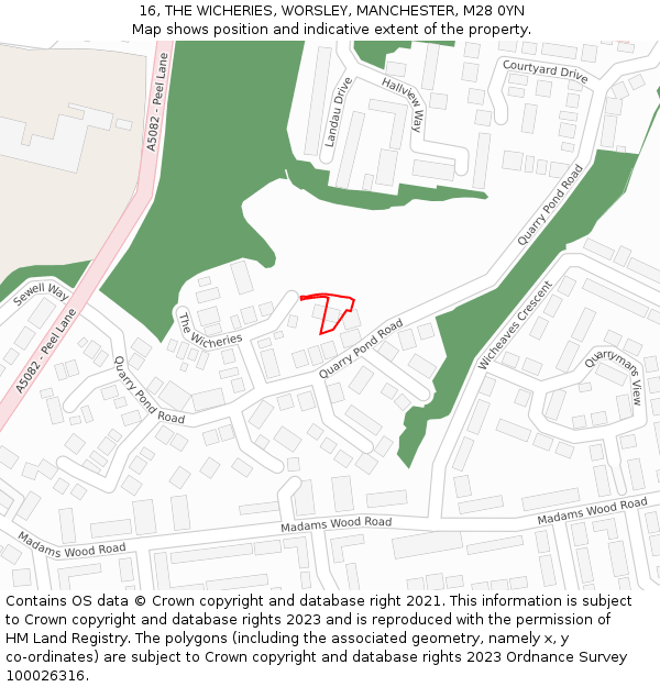 16, THE WICHERIES, WORSLEY, MANCHESTER, M28 0YN: Location map and indicative extent of plot