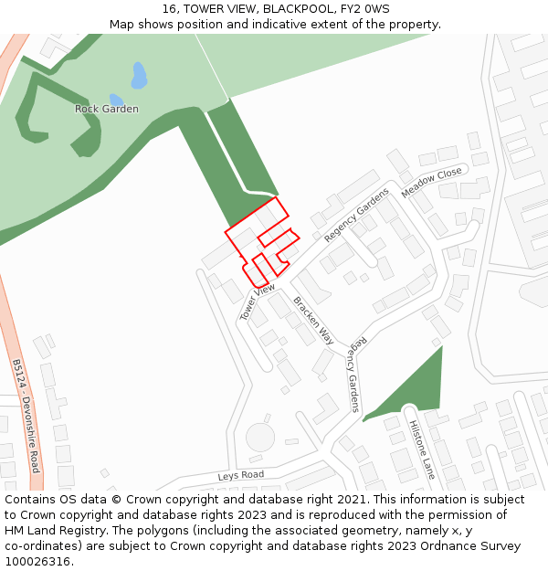 16, TOWER VIEW, BLACKPOOL, FY2 0WS: Location map and indicative extent of plot