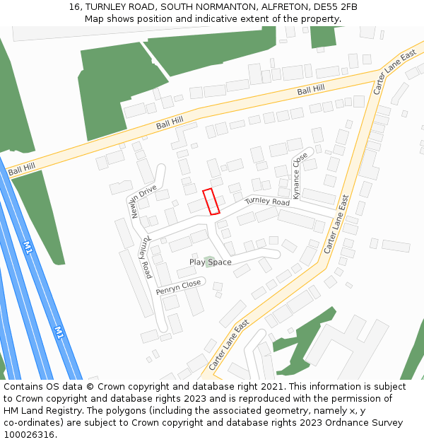 16, TURNLEY ROAD, SOUTH NORMANTON, ALFRETON, DE55 2FB: Location map and indicative extent of plot