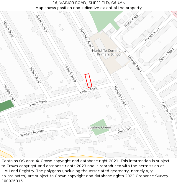 16, VAINOR ROAD, SHEFFIELD, S6 4AN: Location map and indicative extent of plot