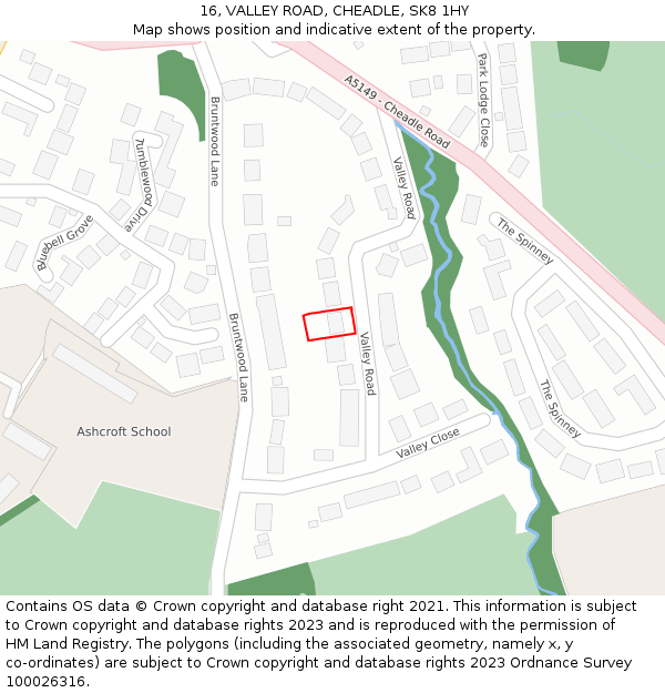 16, VALLEY ROAD, CHEADLE, SK8 1HY: Location map and indicative extent of plot