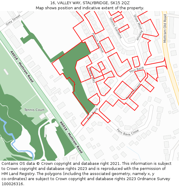 16, VALLEY WAY, STALYBRIDGE, SK15 2QZ: Location map and indicative extent of plot
