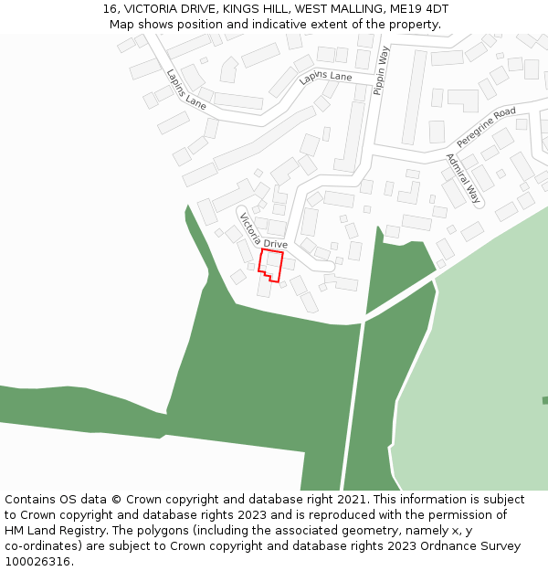 16, VICTORIA DRIVE, KINGS HILL, WEST MALLING, ME19 4DT: Location map and indicative extent of plot