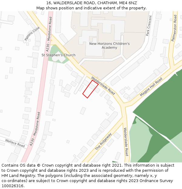 16, WALDERSLADE ROAD, CHATHAM, ME4 6NZ: Location map and indicative extent of plot