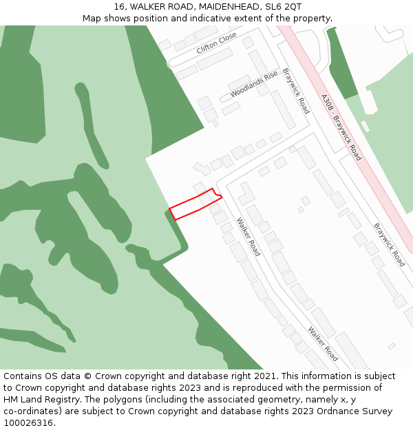 16, WALKER ROAD, MAIDENHEAD, SL6 2QT: Location map and indicative extent of plot